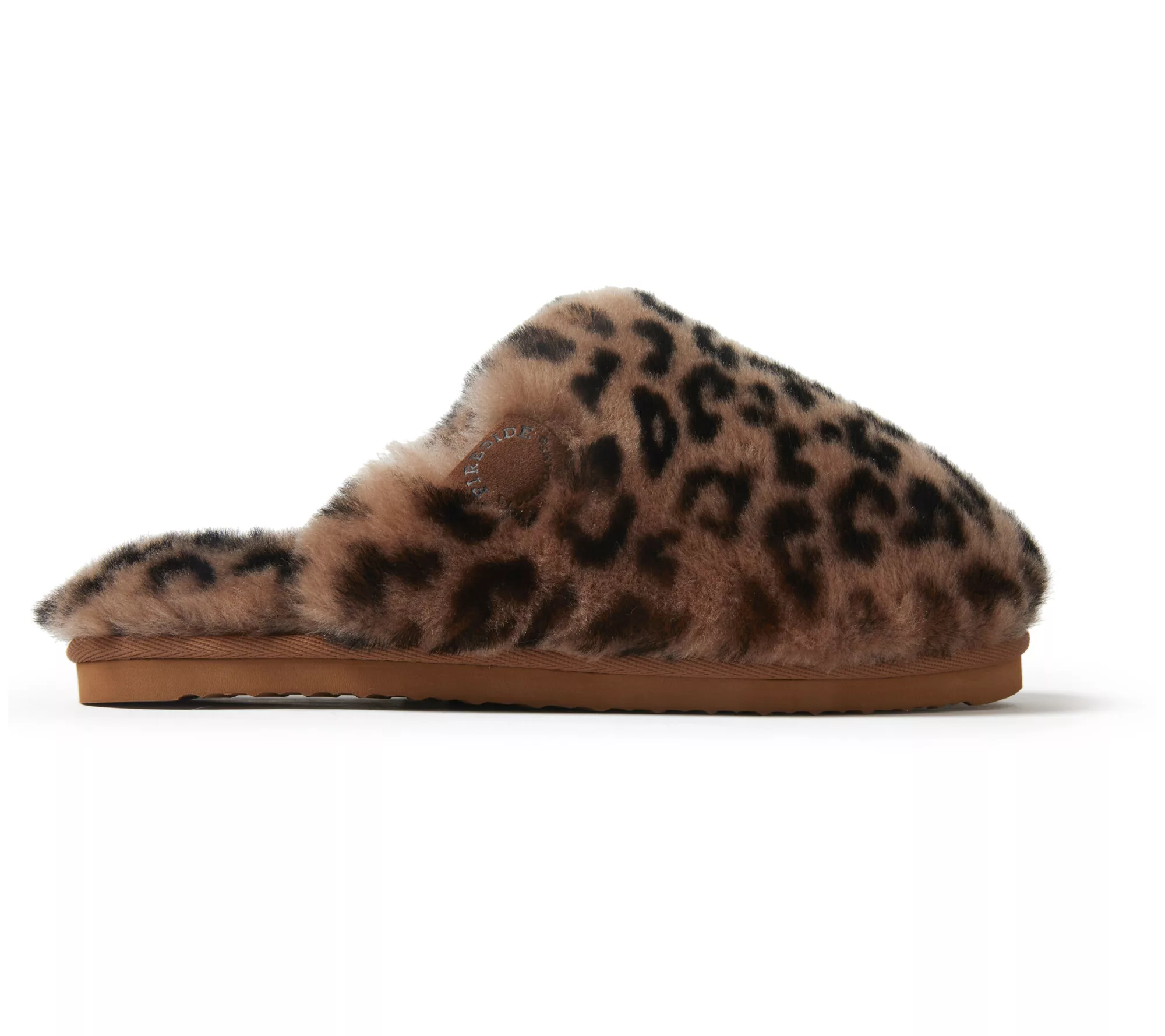 Fireside By Dearfoams Women's Leopard Shearling Scuff Slipper