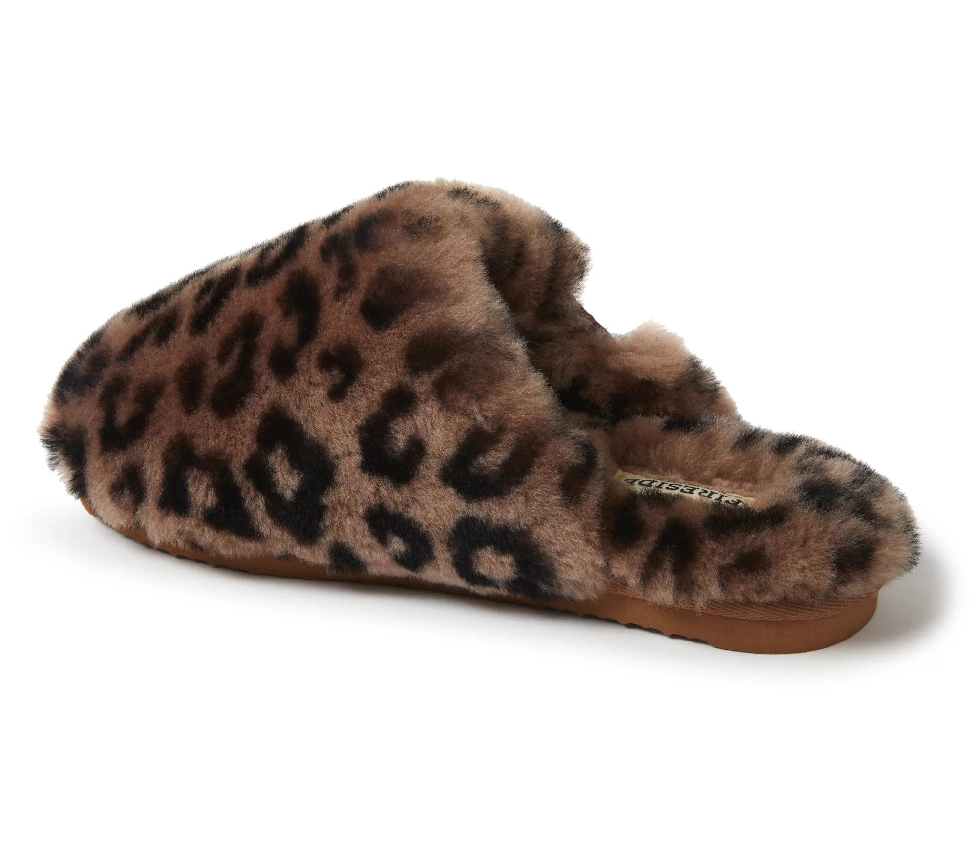 Fireside By Dearfoams Women's Leopard Shearling Scuff Slipper