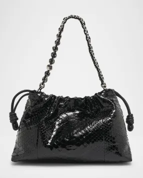 Flamenco Large Shoulder Bag in Patent Python