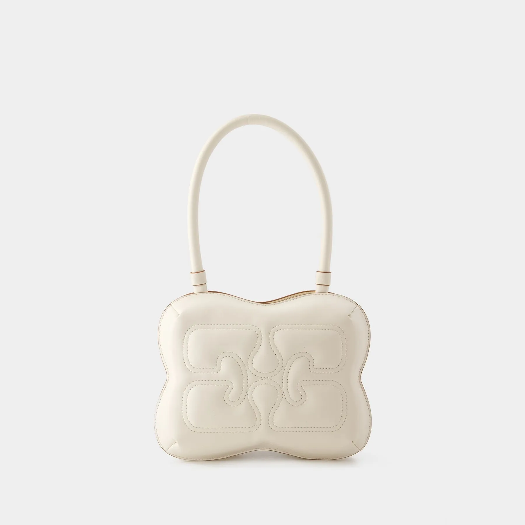 Ganni  Butterfly Top Handle Hobo Bag - Ganni - Leather - White