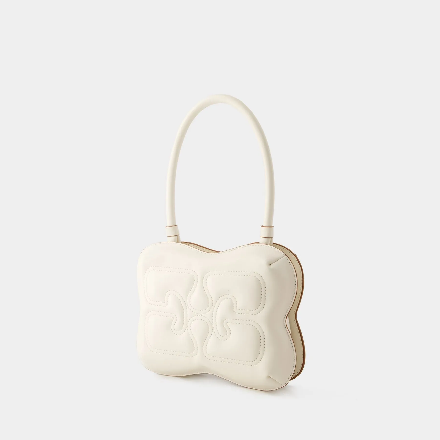 Ganni  Butterfly Top Handle Hobo Bag - Ganni - Leather - White