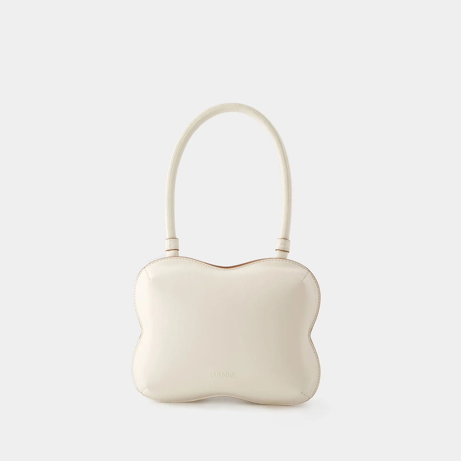 Ganni  Butterfly Top Handle Hobo Bag - Ganni - Leather - White