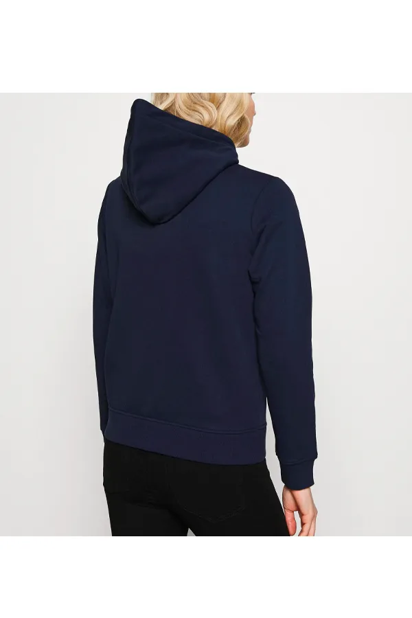 GANT Women Gold Shield Zip Hoodie Navy