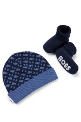 Gift-boxed hat and slipper set for babies