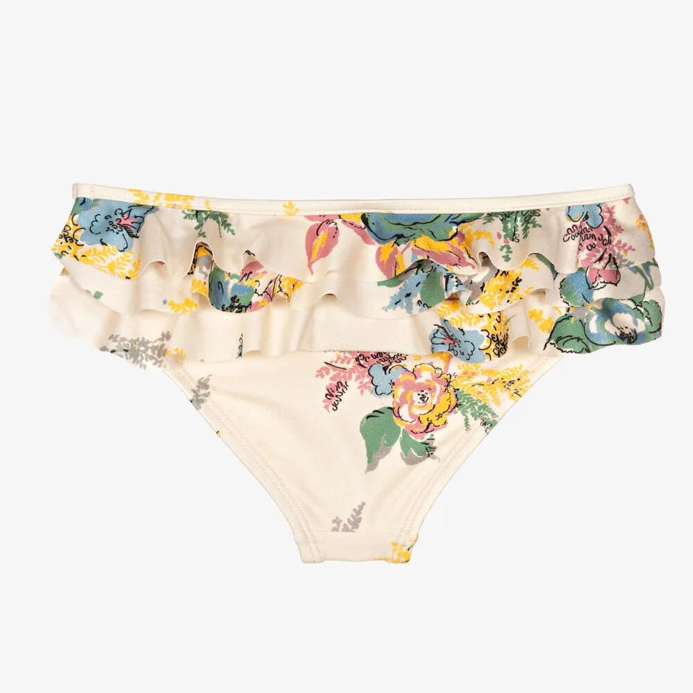 Girls Ivory Garden Floral Bikini Bottoms