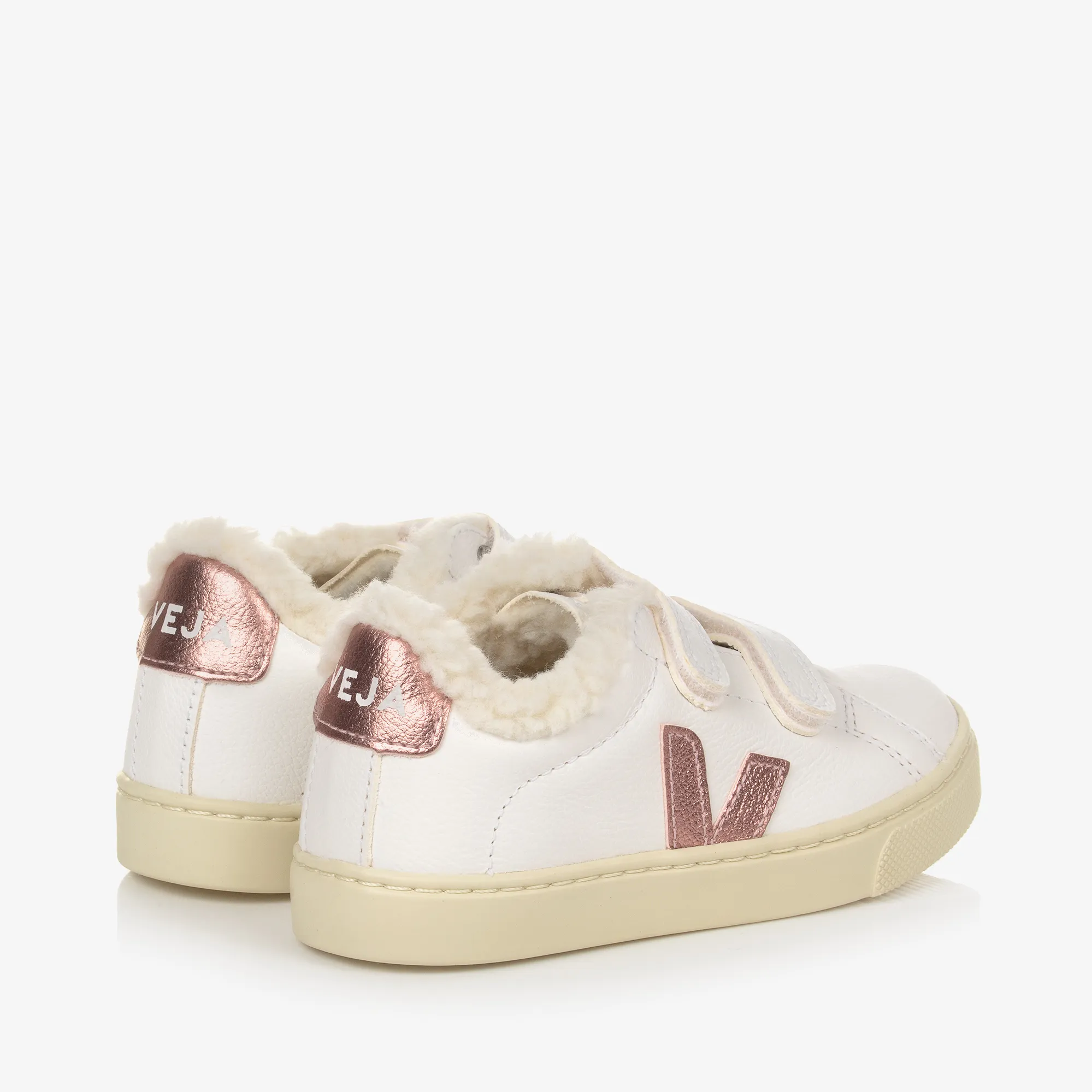 Girls White & Pink Leather Esplar Trainers