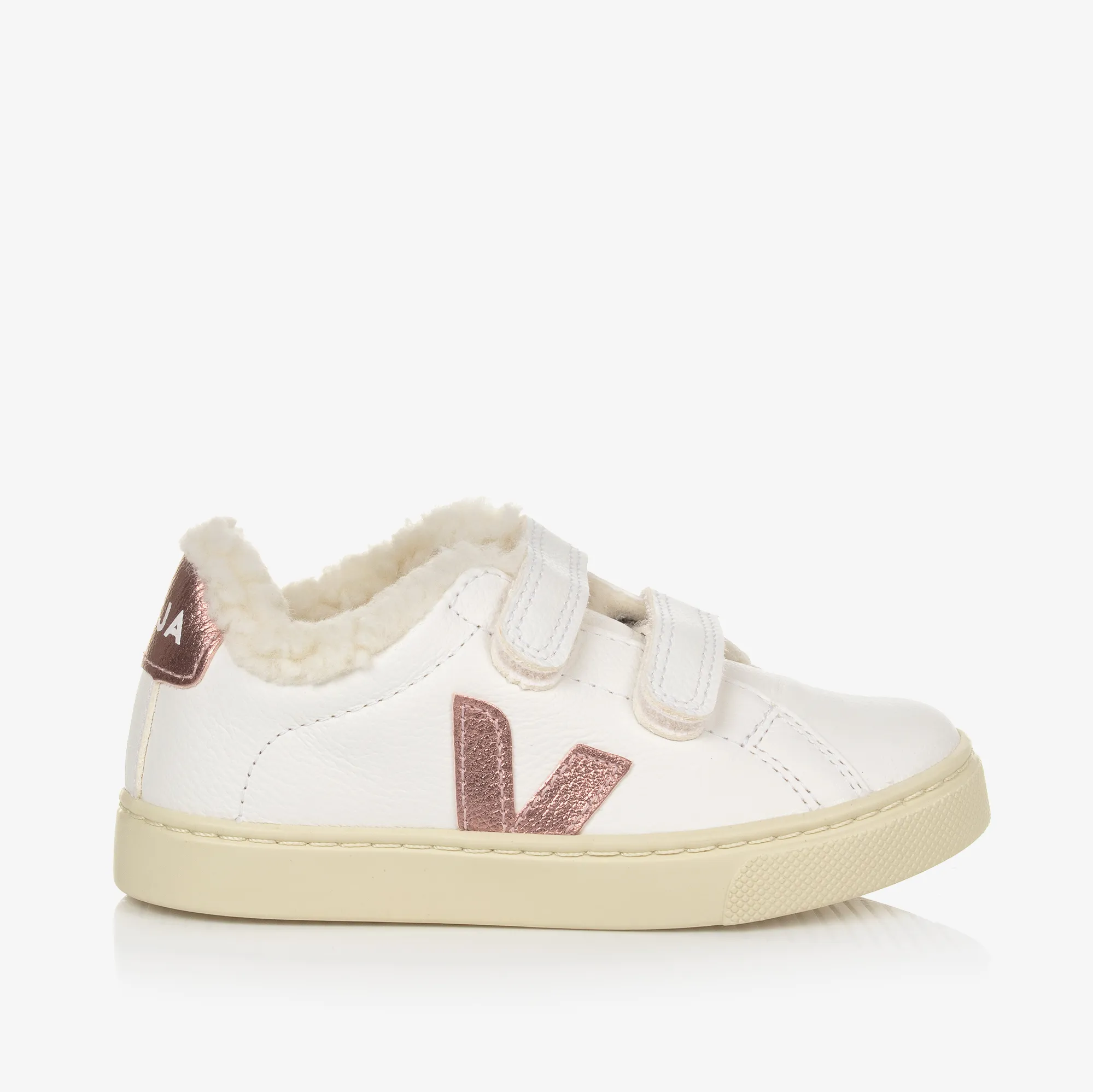 Girls White & Pink Leather Esplar Trainers