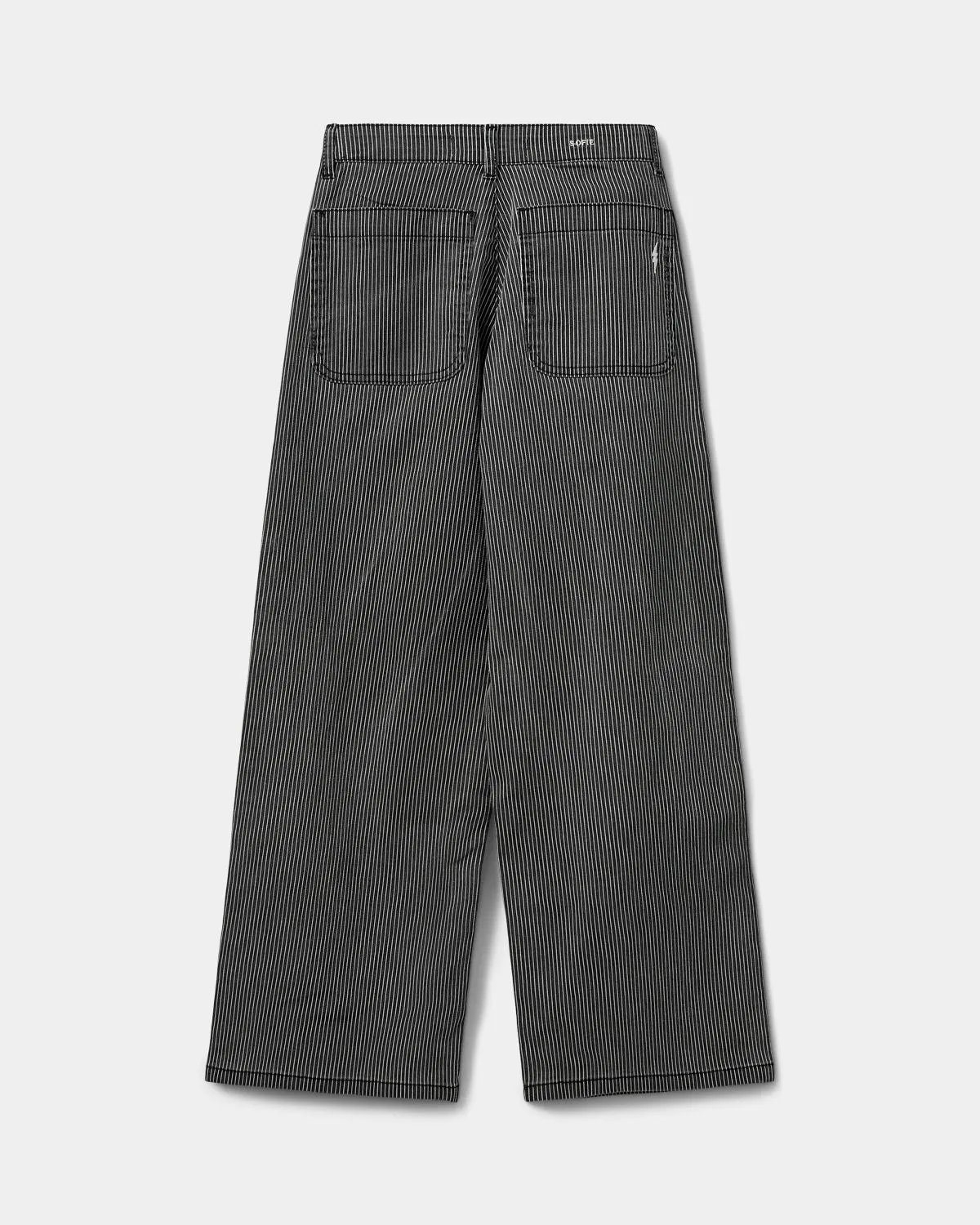 GITTESY TROUSERS - Black thin stripe