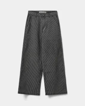 GITTESY TROUSERS - Black thin stripe