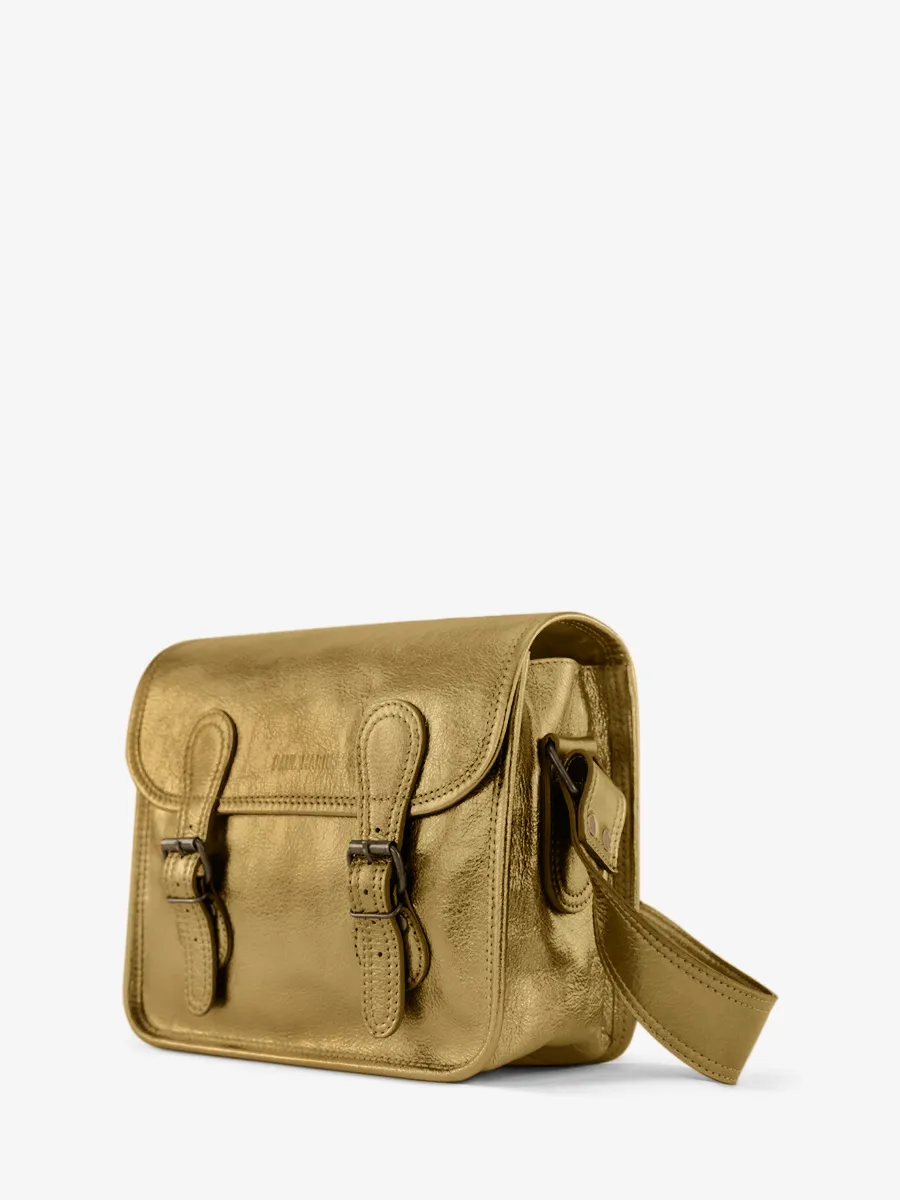 Gold Leather Shoulder Bag for Women - LaSacoche S Bronze | PAUL MARIUS