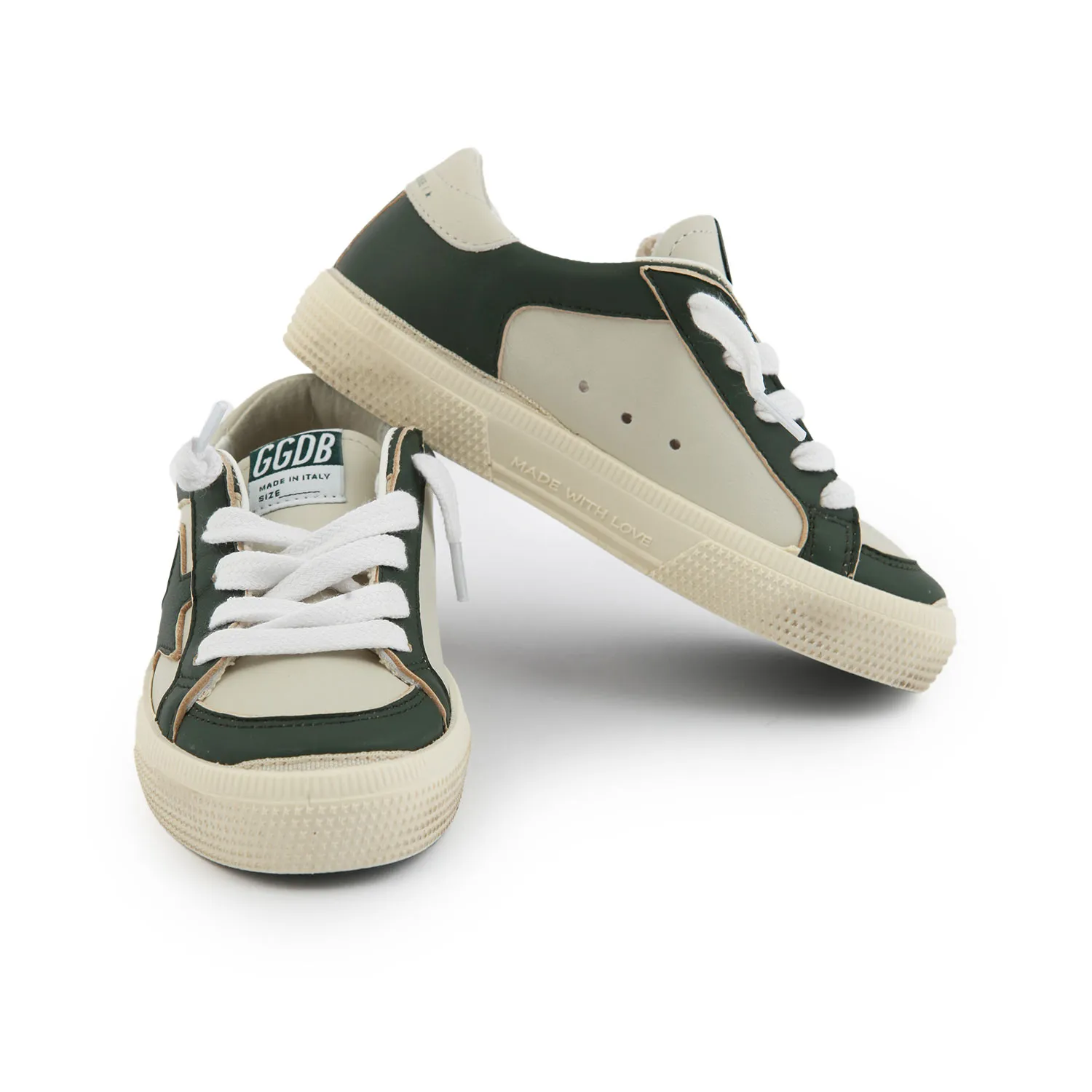 Golden Goose Green And White Unisex May Sneakers For Children