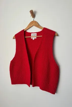 Granny Cotton Knit Vest - Chili Pepper Red