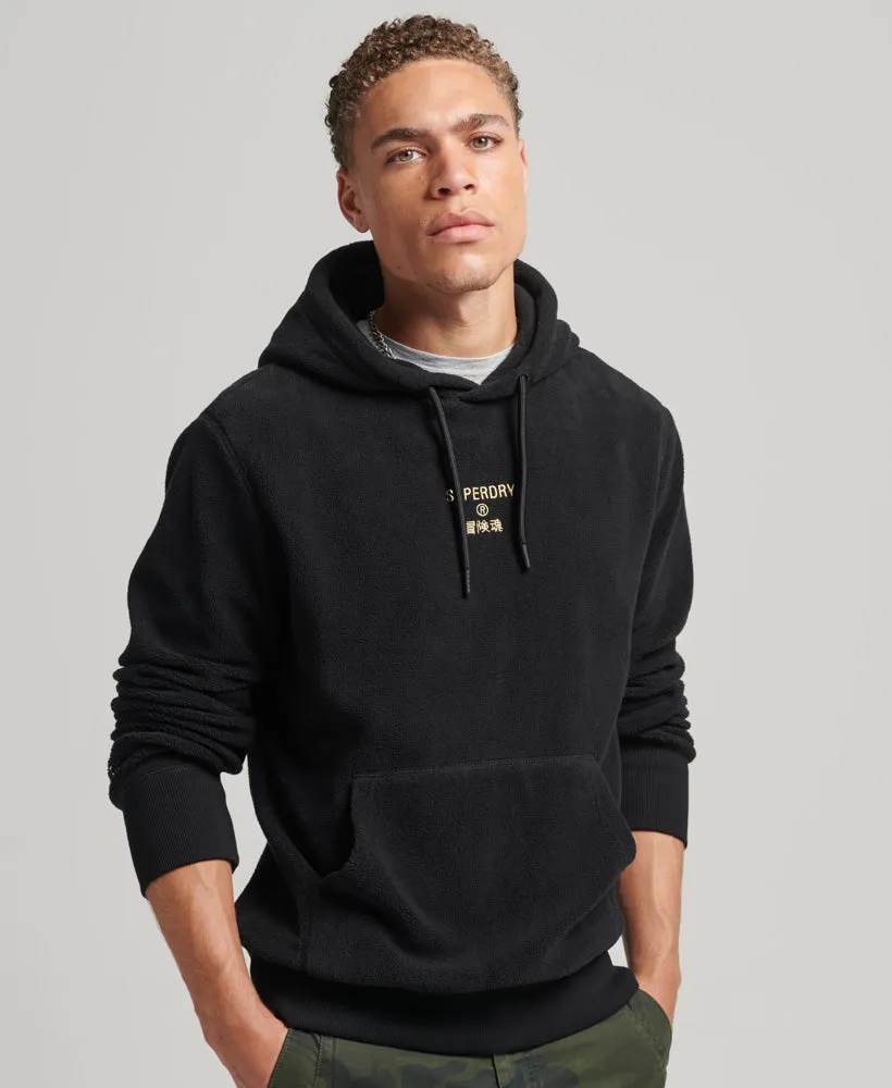 Graphic Logo Loose Fleece Hoodie | Black