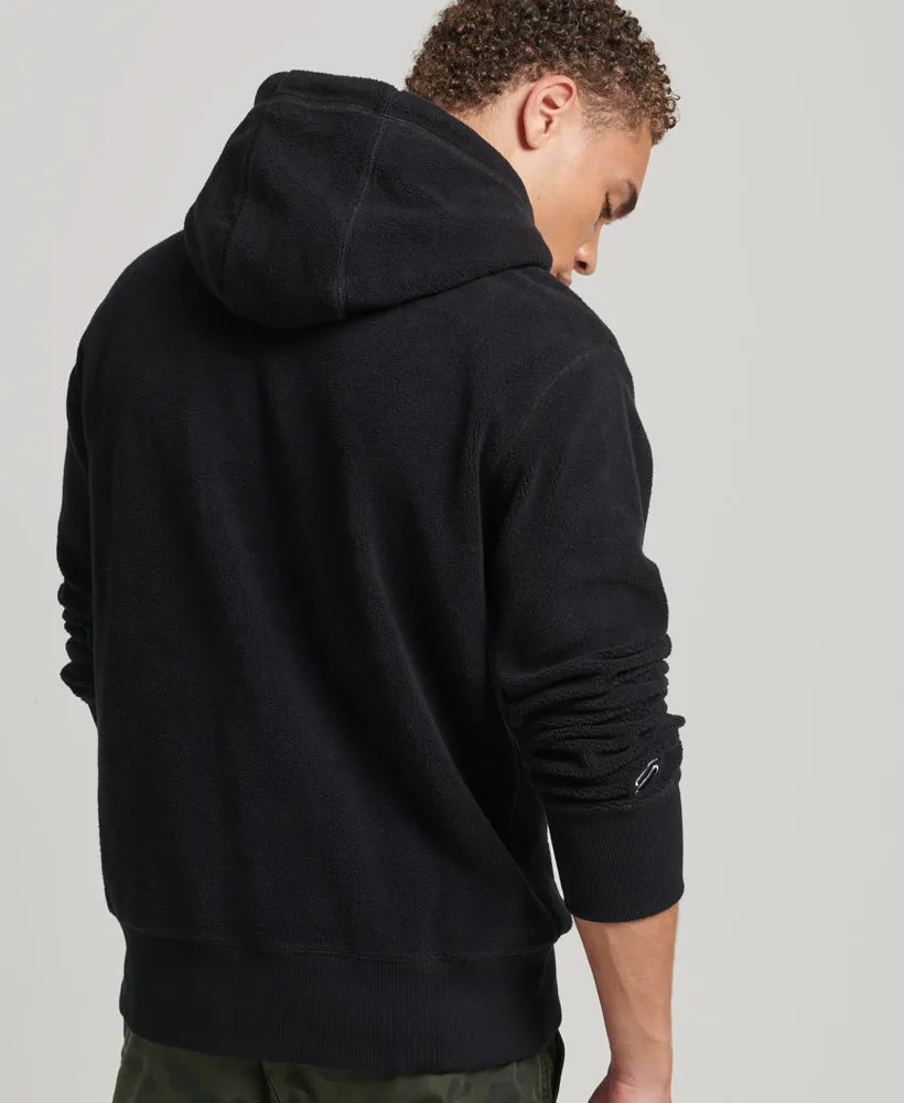 Graphic Logo Loose Fleece Hoodie | Black