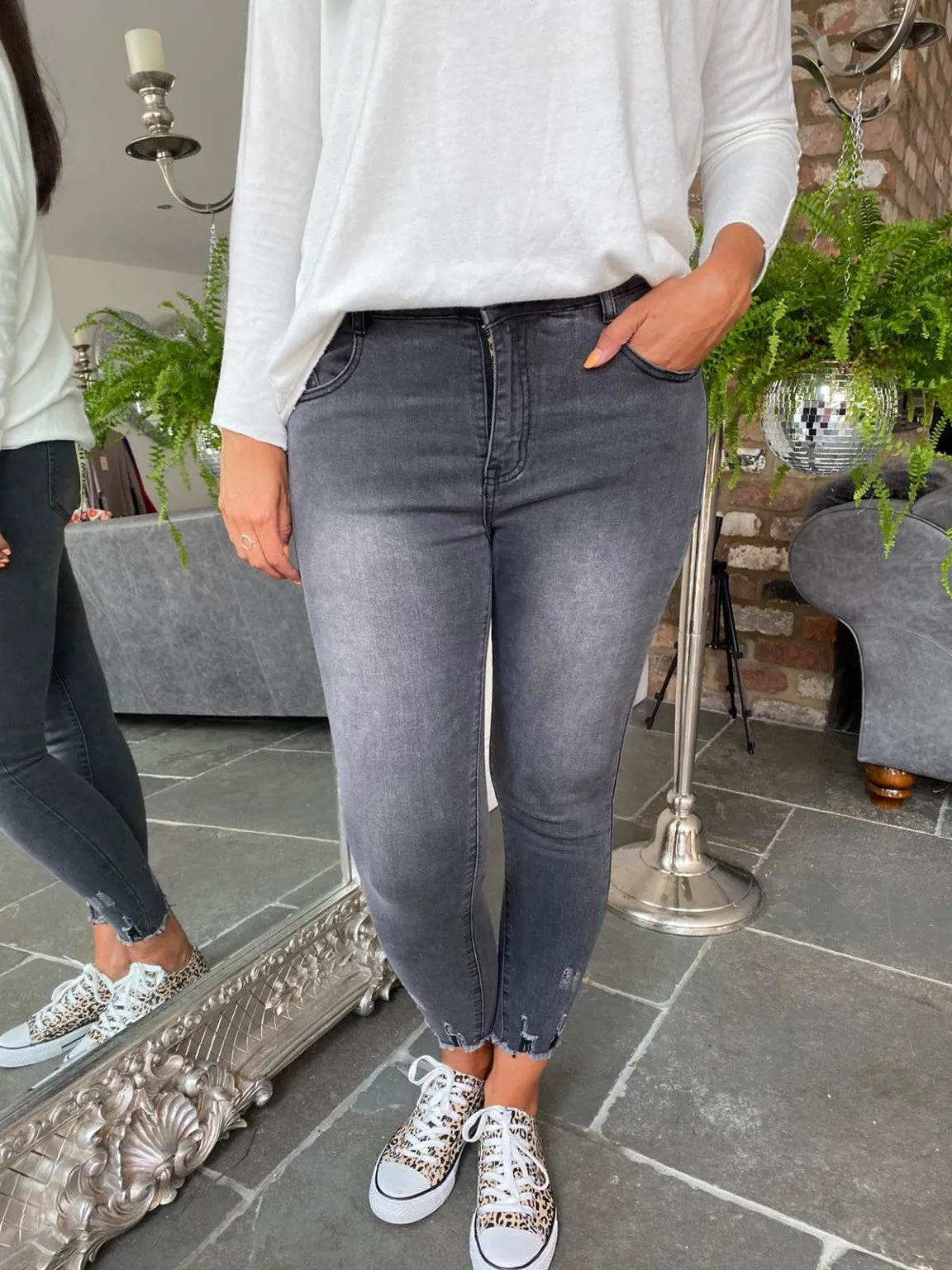 Grey Denim Skinny Jeans