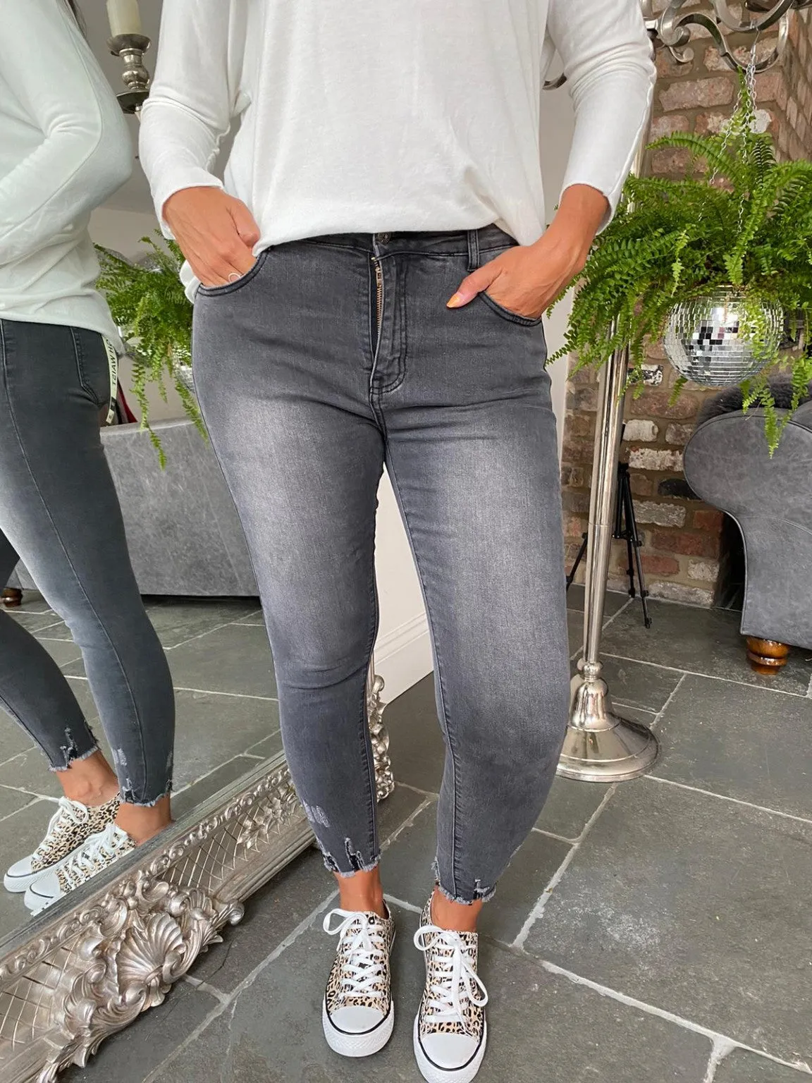 Grey Denim Skinny Jeans