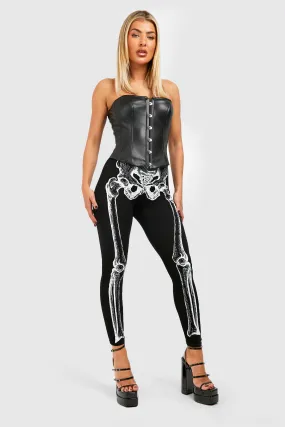 Halloween Skeleton Printed High Waisted Leggings