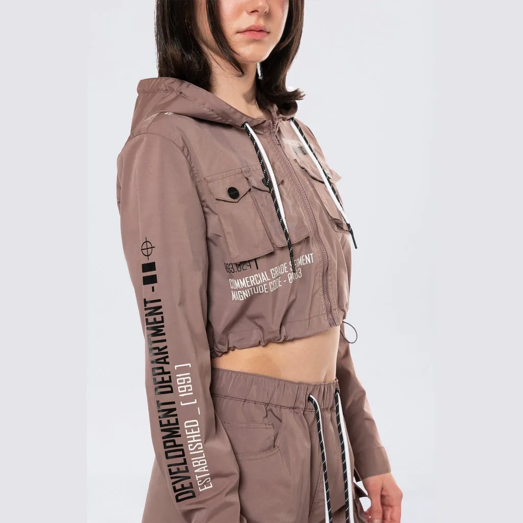 Hooded Utility Full Zip Jacket - Smokey Mauve