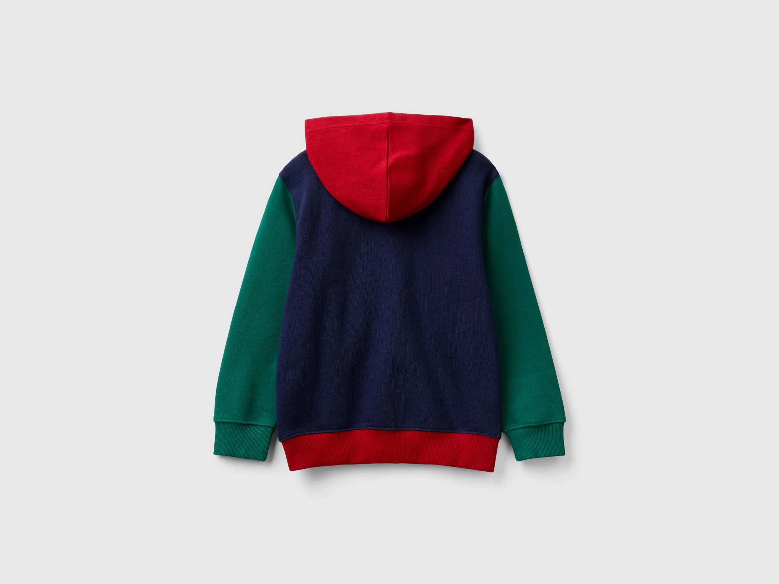 Hoodie with zip and embroidered logo - Multi-color | Benetton