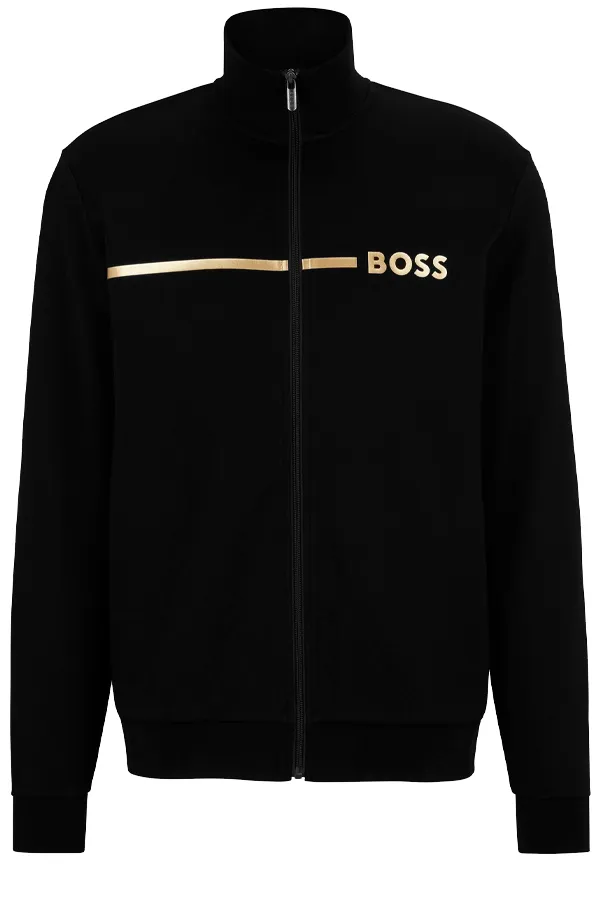 Hugo Boss Gold-Striped Zip Jacket Black