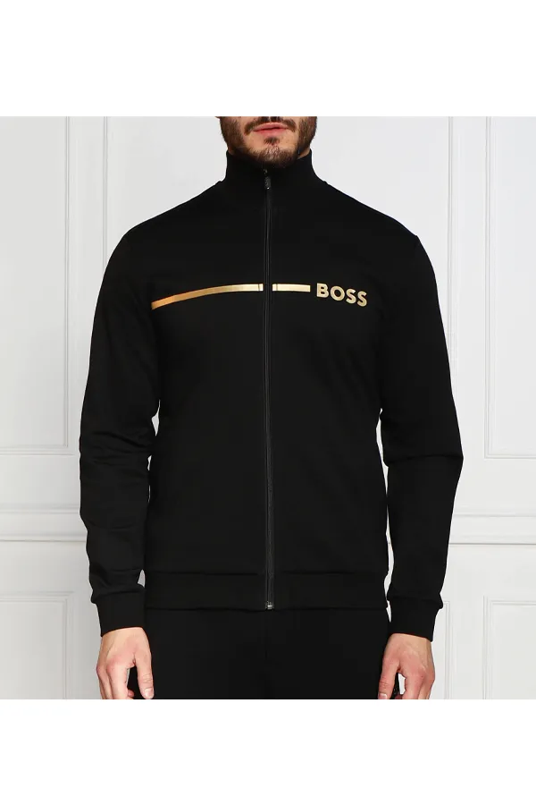 Hugo Boss Gold-Striped Zip Jacket Black