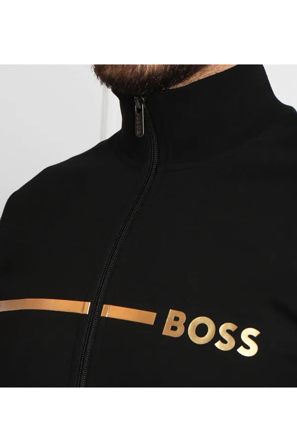 Hugo Boss Gold-Striped Zip Jacket Black