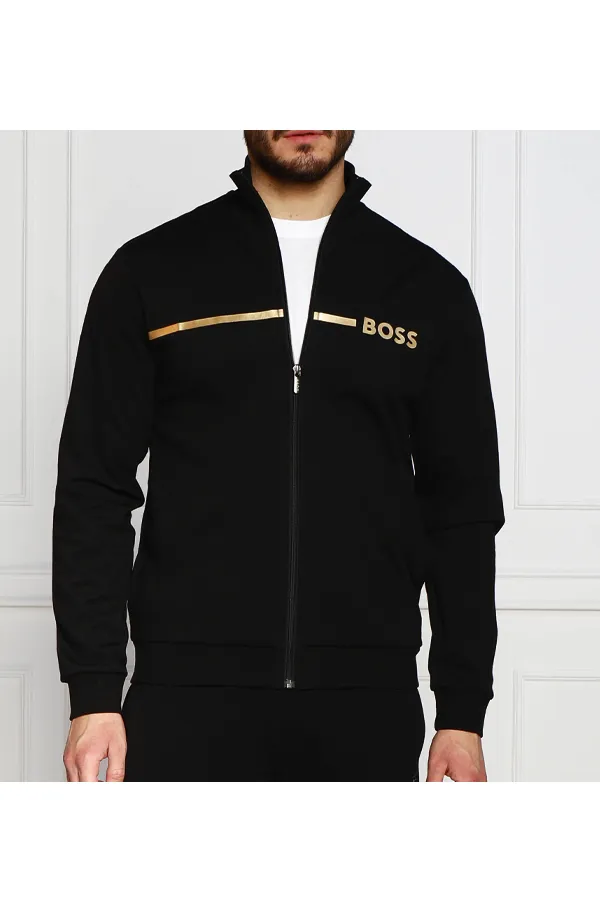 Hugo Boss Gold-Striped Zip Jacket Black