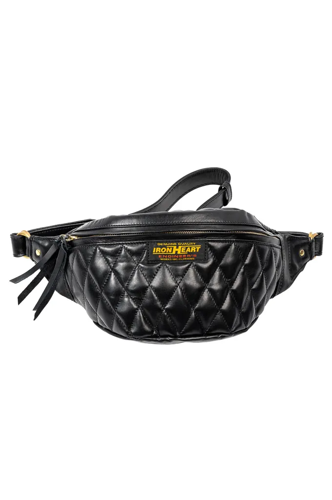 Iron Heart Diamond Stitched Leather Waist Bag