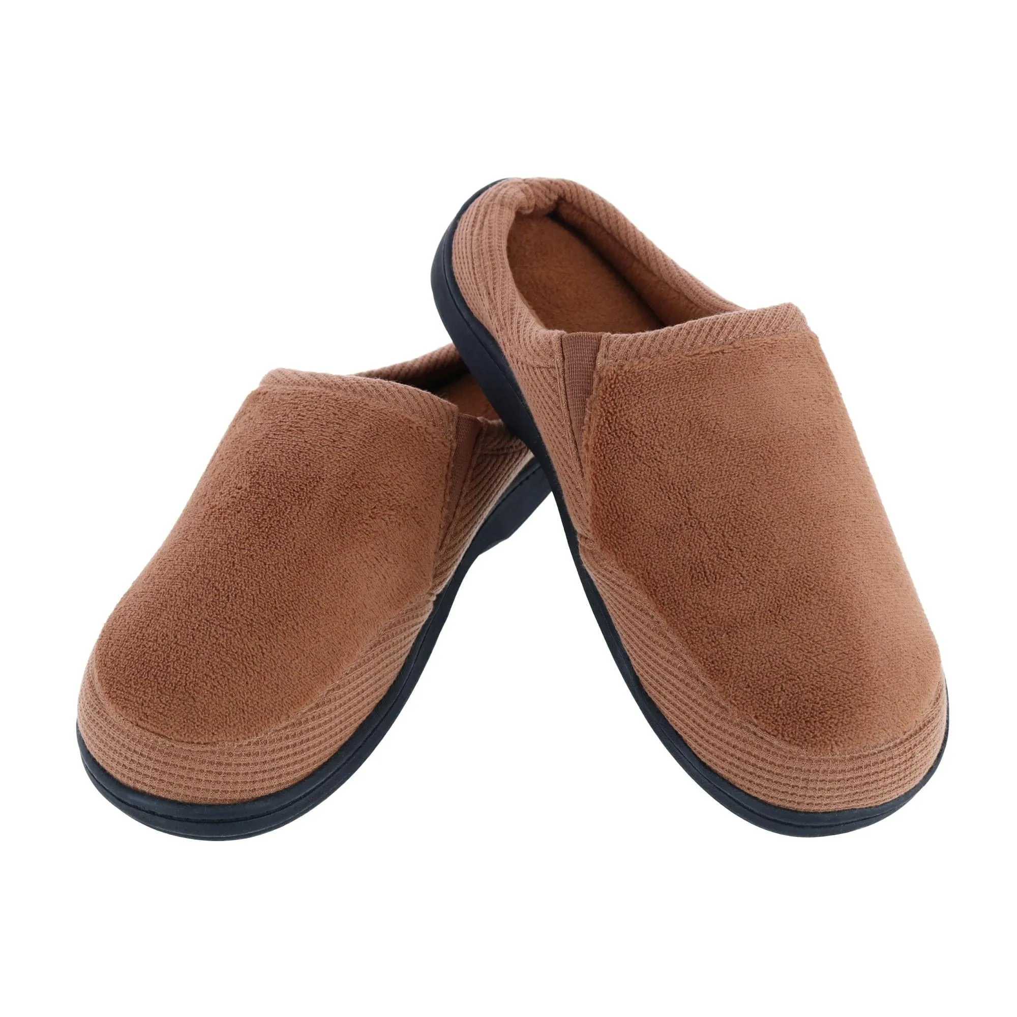 Isotoner Men's Microterry and Waffle Travis Hoodback Slipper