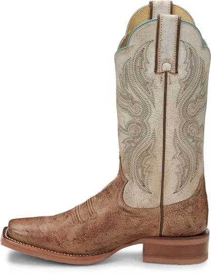 Justin Willa Tan Smooth Ostrich Western Boot