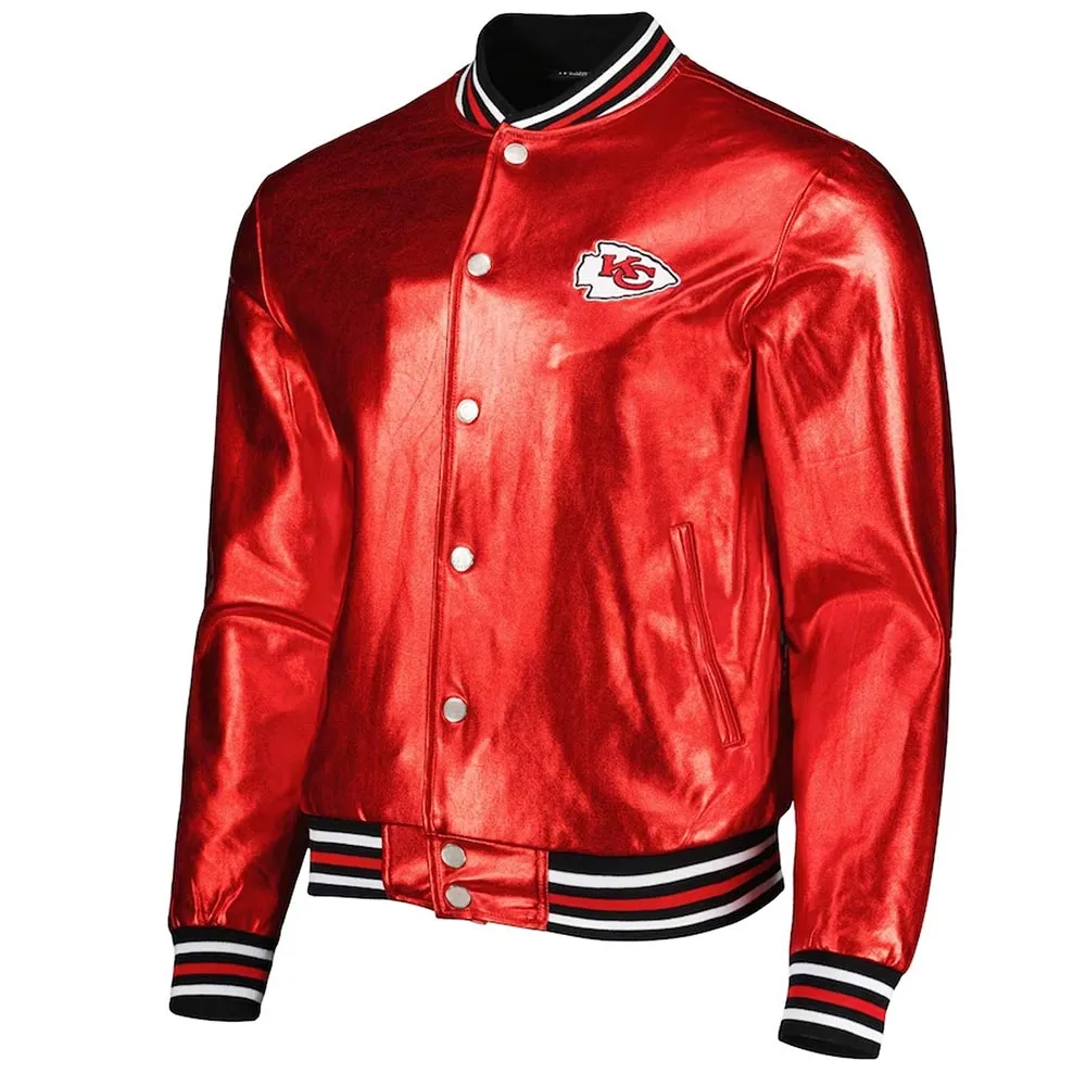 Kansas City Chiefs The Wild Collective Red Metallic Leather Jacket