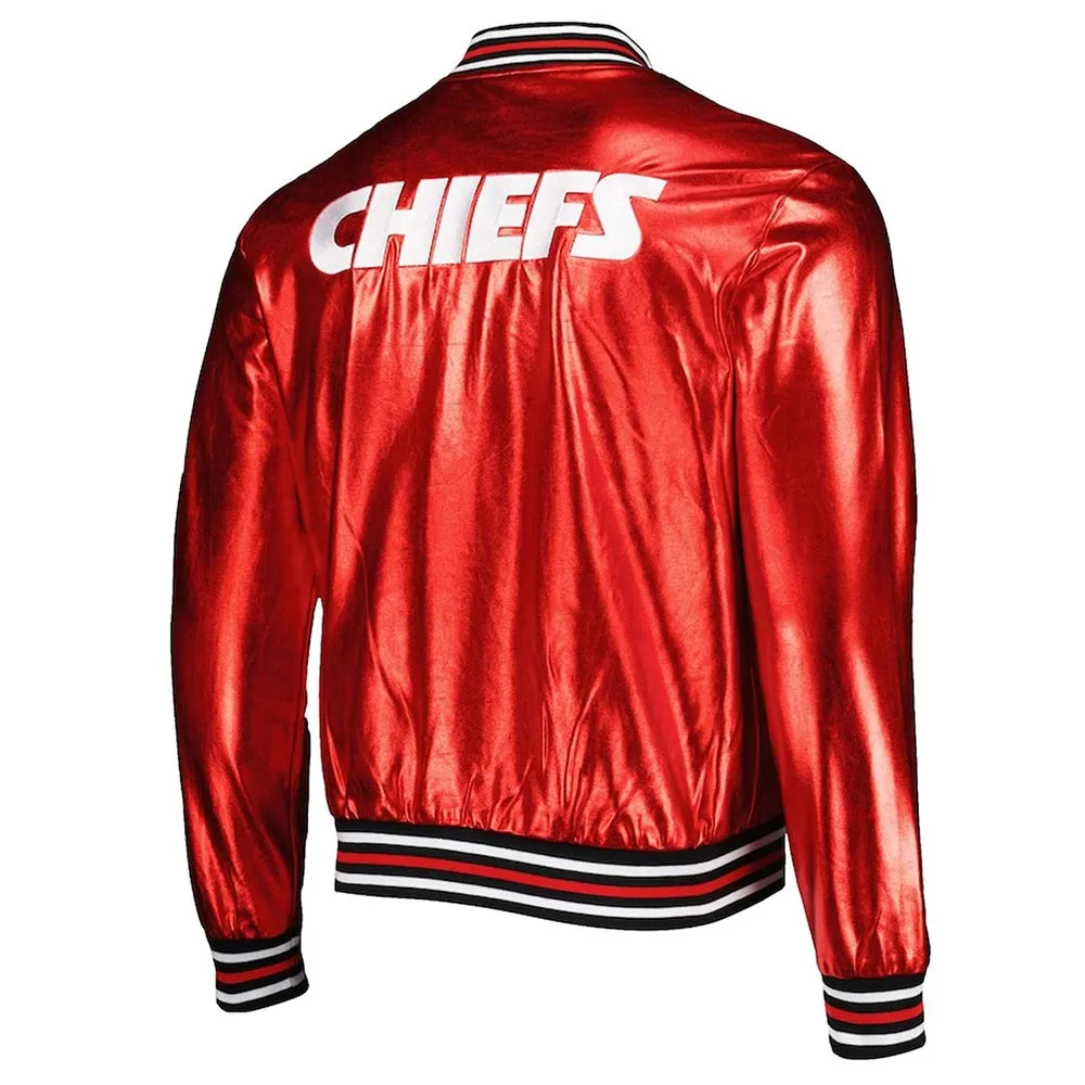 Kansas City Chiefs The Wild Collective Red Metallic Leather Jacket