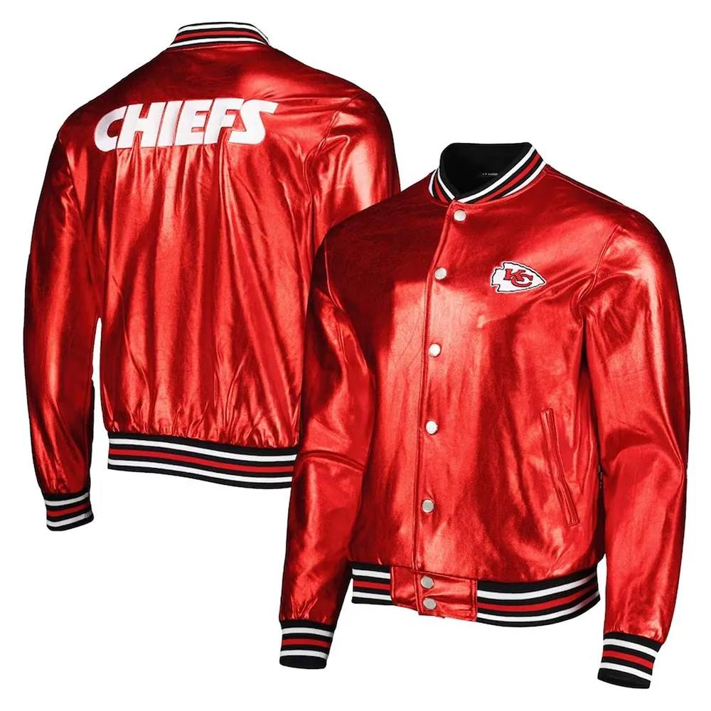 Kansas City Chiefs The Wild Collective Red Metallic Leather Jacket