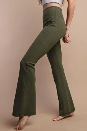 Klaus Brushed Knit Flare Leggings (Olive)