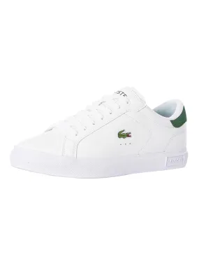 Lacoste Powercourt 224 1 SMA Leather Trainers - White/Dark Green