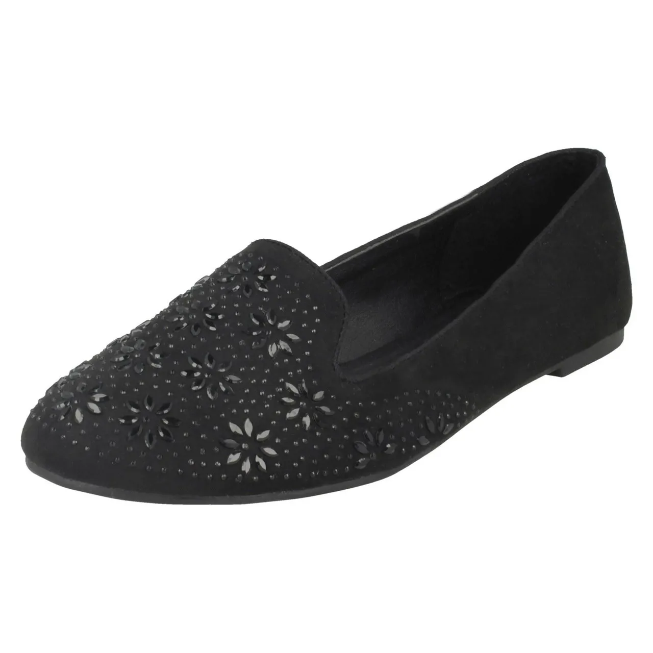 Ladies Spot On Flat Slipper Cut Ballerinas F8R0305