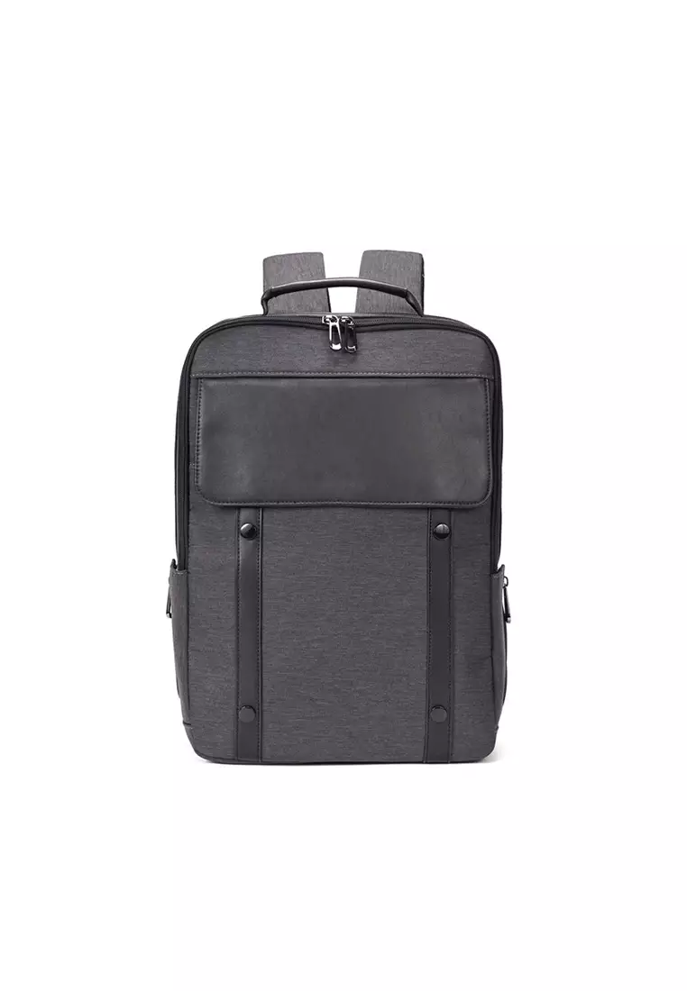 Lara Men's Latest Fashionable Oxford Cloth Large Laptop Backpack - Black