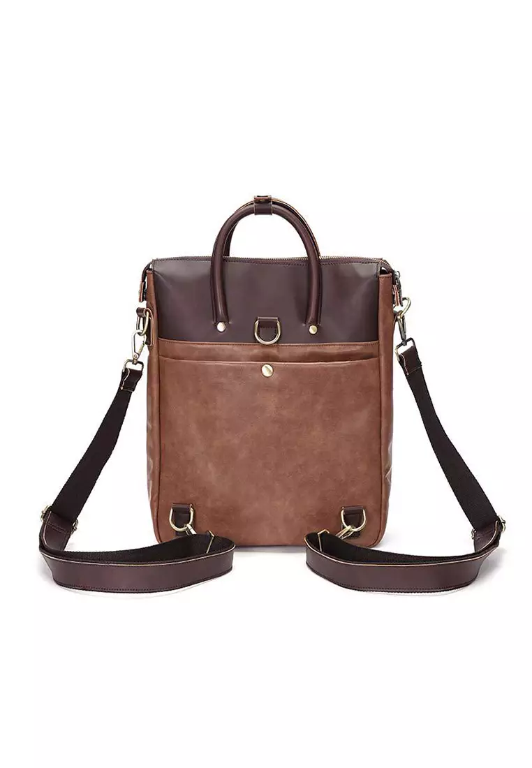 Lara Men's Vintage European Style Leather Laptop Backpack - Brown