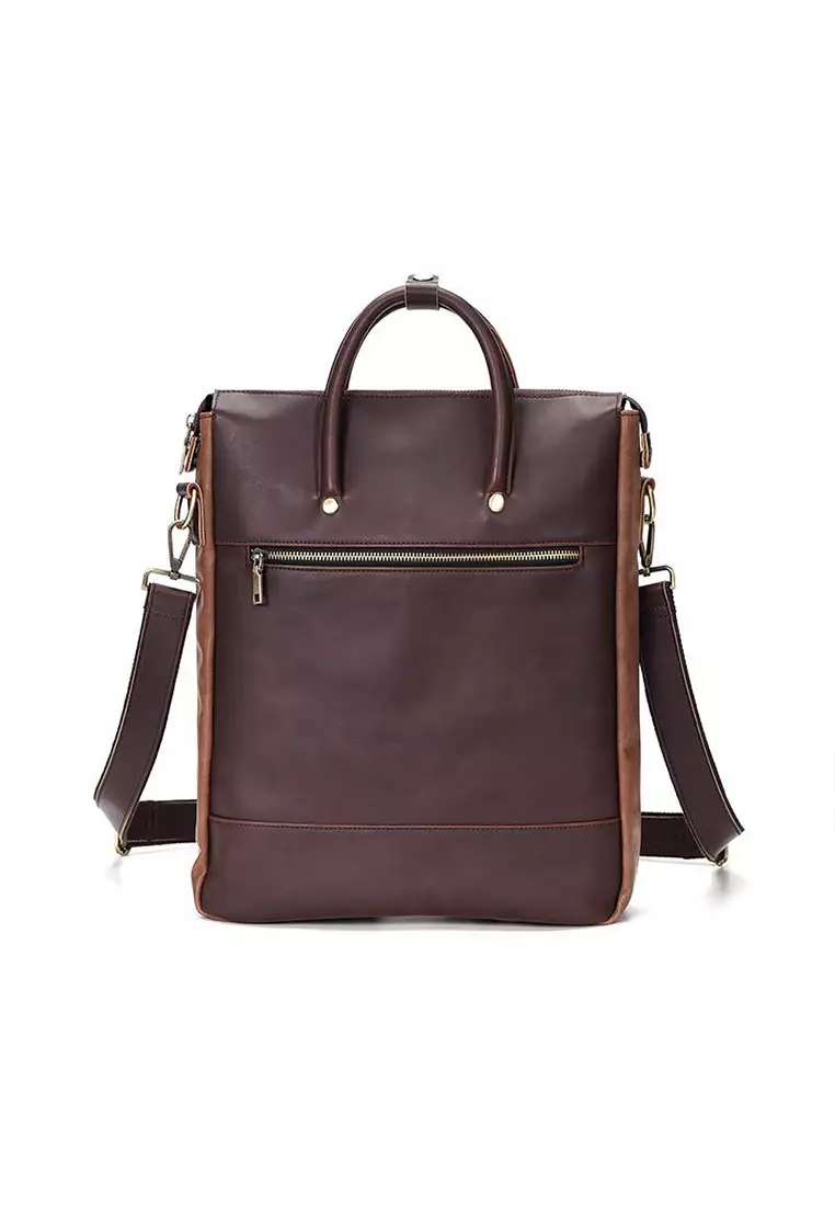 Lara Men's Vintage European Style Leather Laptop Backpack - Brown