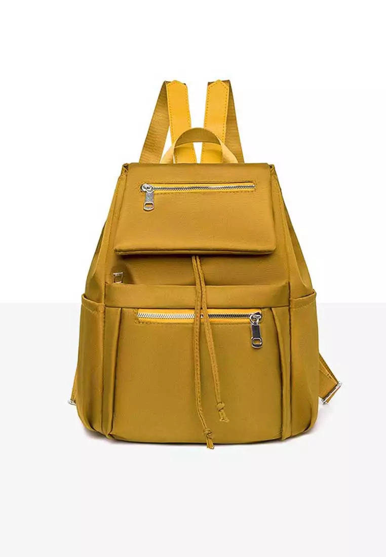 Lara Women's Leisure Water-repellent Nylon Zipper Backpack - Yellow