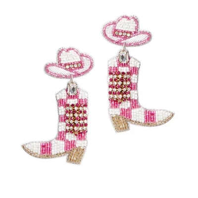 Laura Janelle Cosmic Checkered Boot Cowgirl Earrings