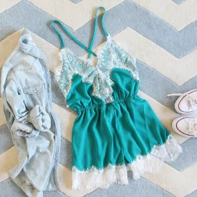 Le Fleur Lace Romper in Azure