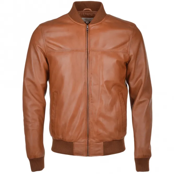 Leather Bomber Jacket  Tan: Danny