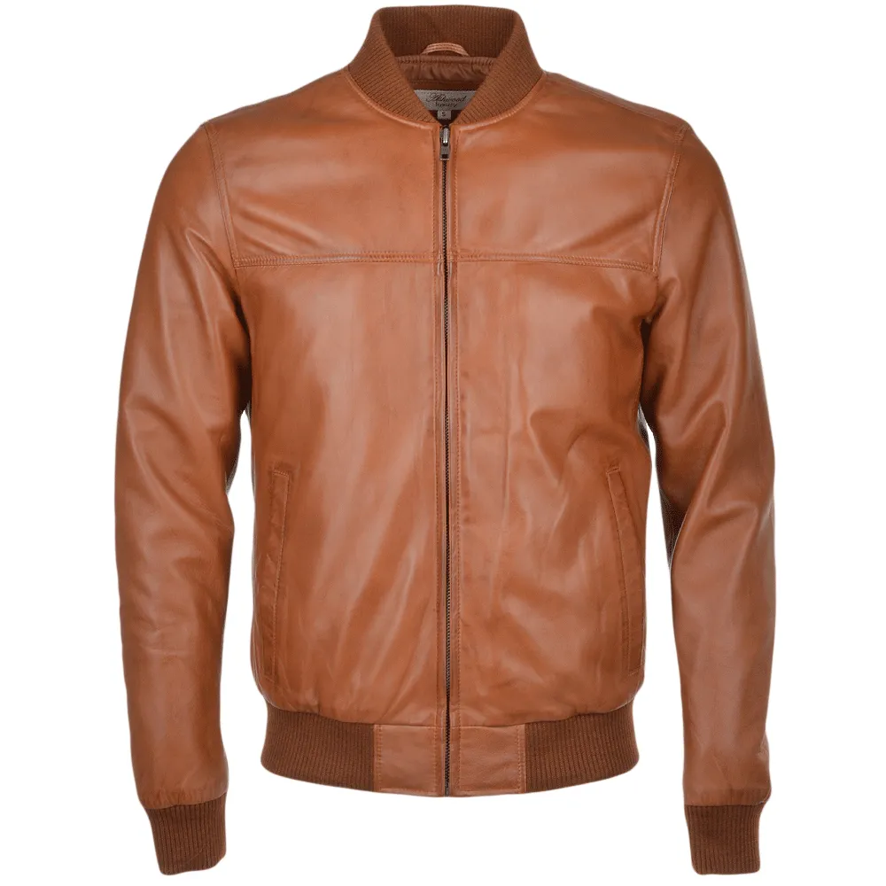 Leather Bomber Jacket  Tan: Danny