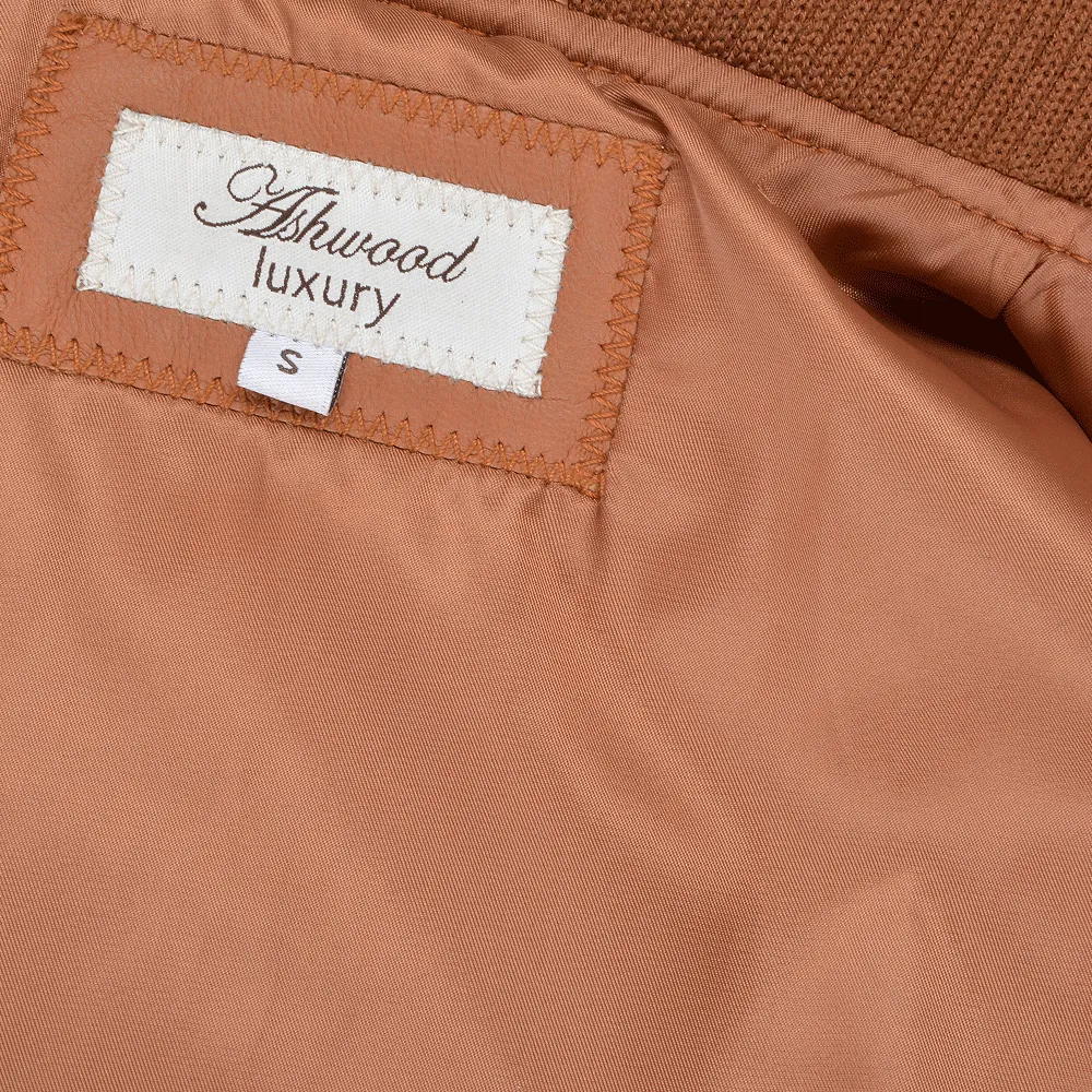 Leather Bomber Jacket  Tan: Danny