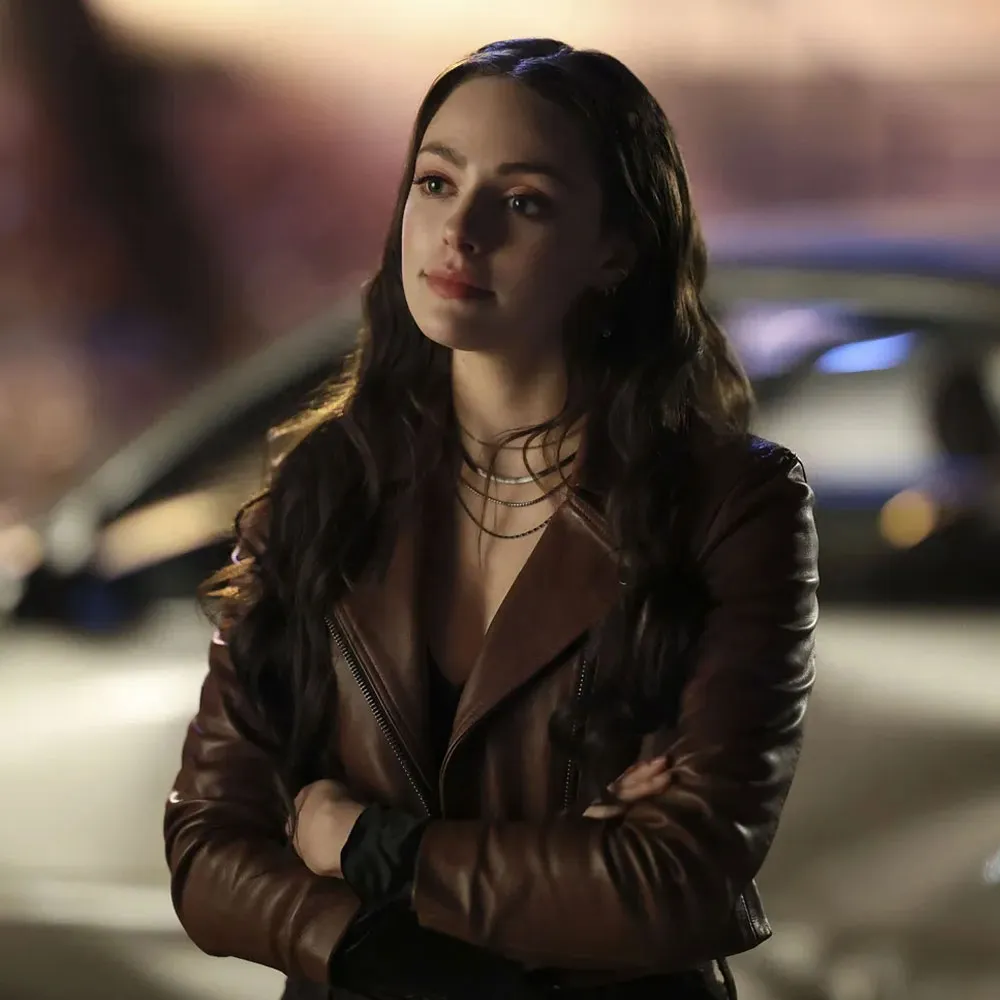 Legacies S04 Danielle Rose Russell Brown Leather Jacket