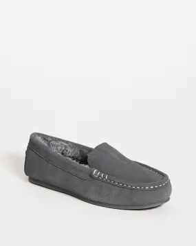 Leona Classic Suede Moccasin Slipper Extra Wide EEE Fit