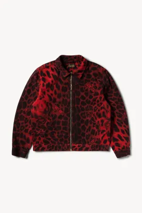 Leopard Zip Through Denim Jacket