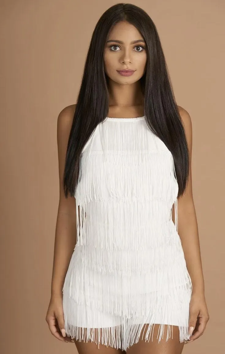 Lia White fringe romper