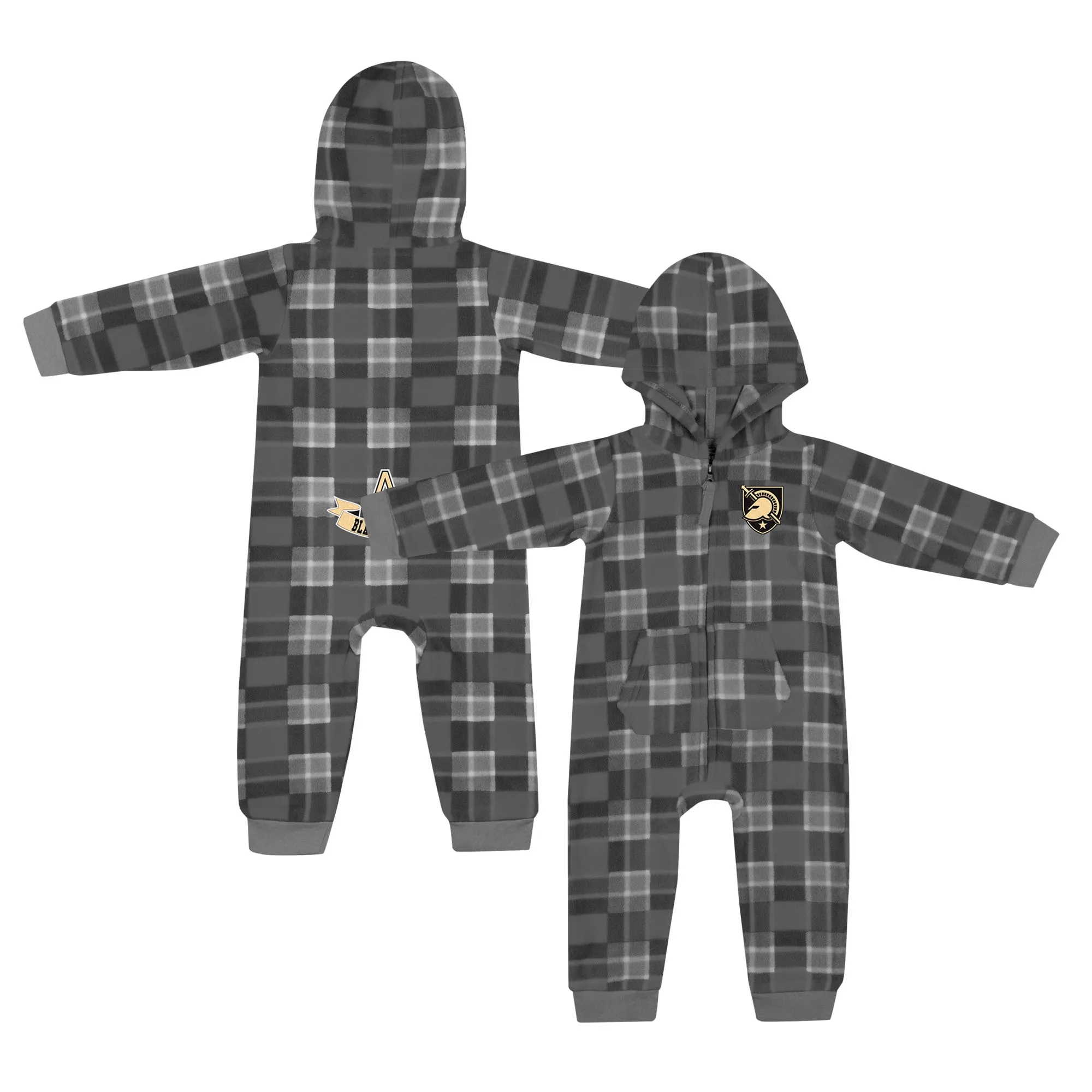 Lids Infant Colosseum  Black Army Knights Full-Zip Plaid Hoodie Long Sleeve Jumper